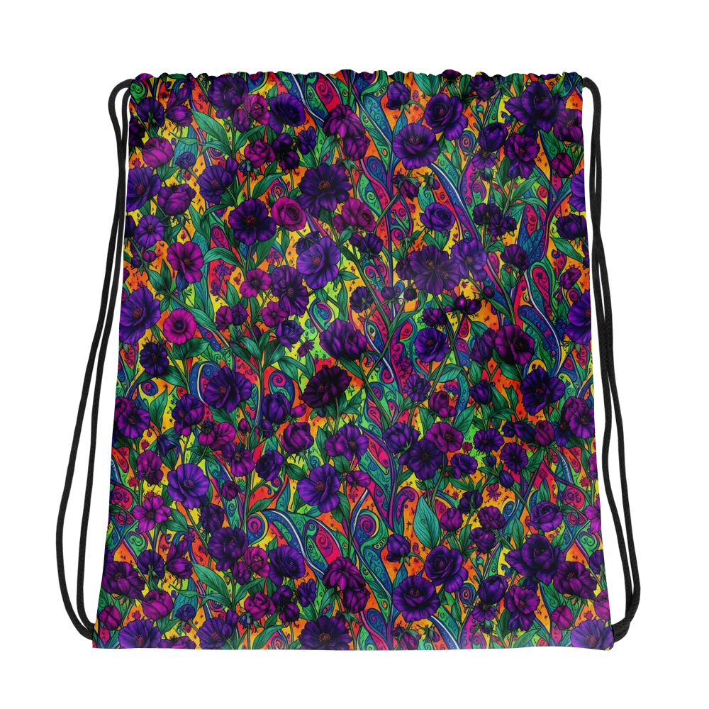 Violet Paisley Garden on Drawstring Bag — Photo