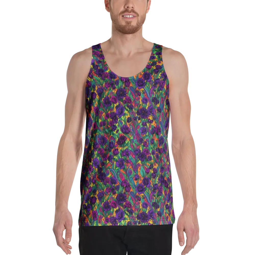 Violet Paisley Garden on Men's Tank Top — Front