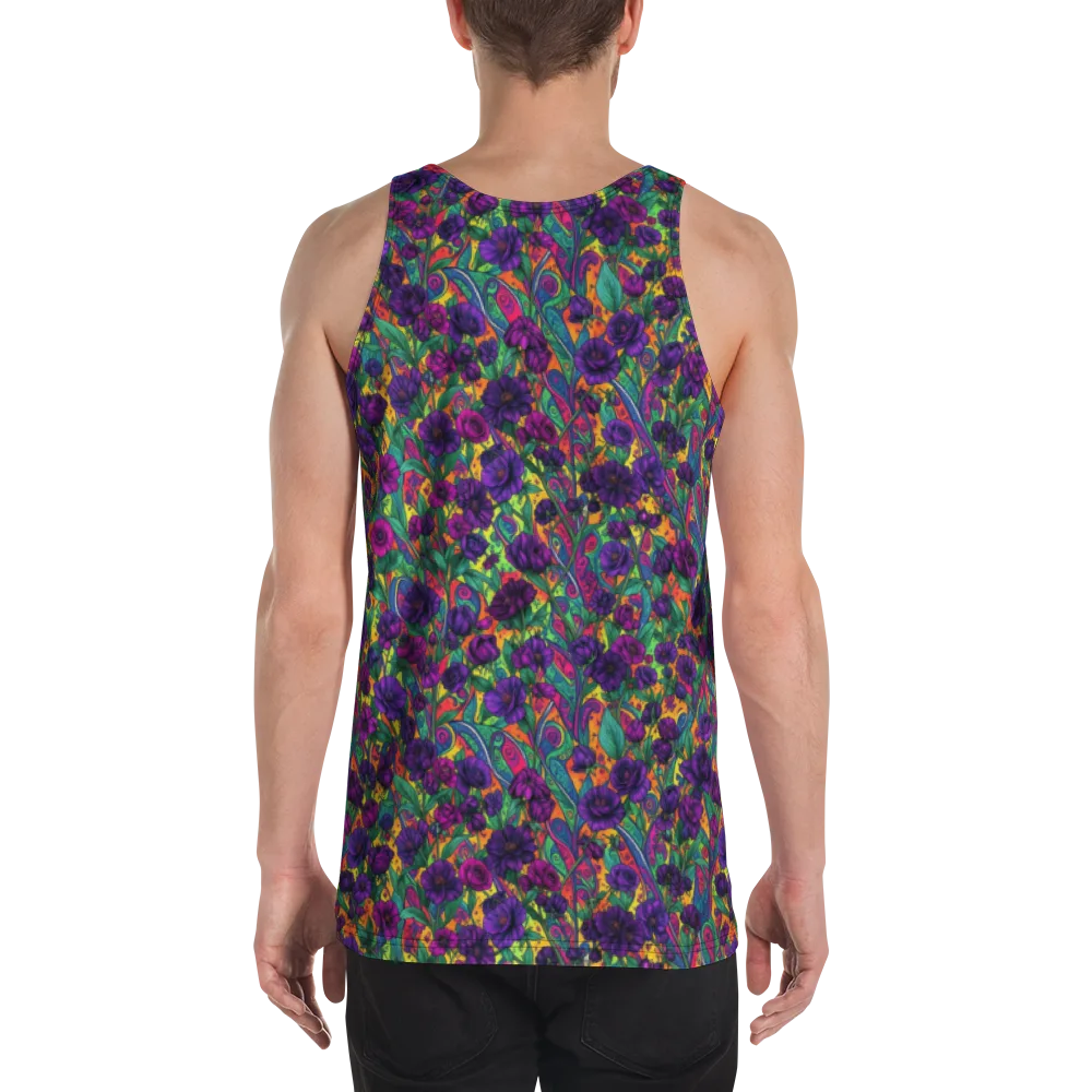 Violet Paisley Garden on Men's Tank Top — Back