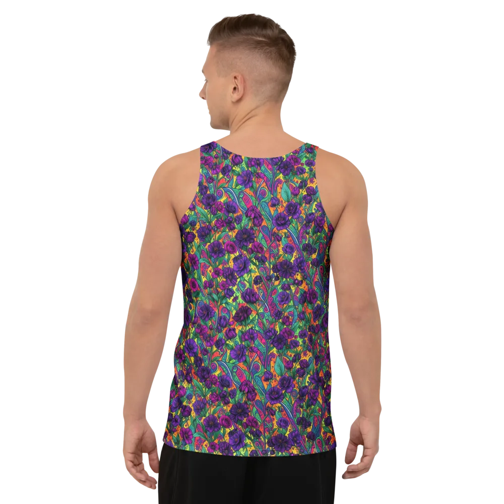 Violet Paisley Garden on Men's Tank Top — Back