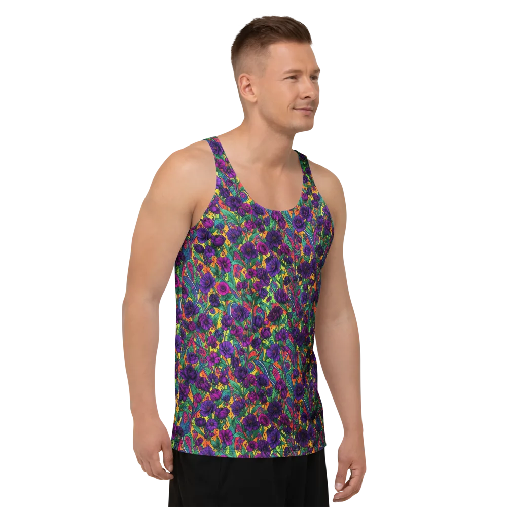 Violet Paisley Garden on Men's Tank Top — Right Front