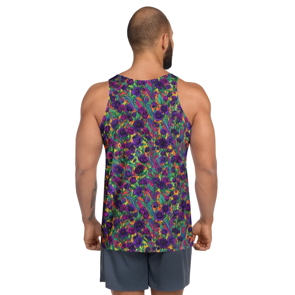 Violet Paisley Garden on Men's Tank Top — Back