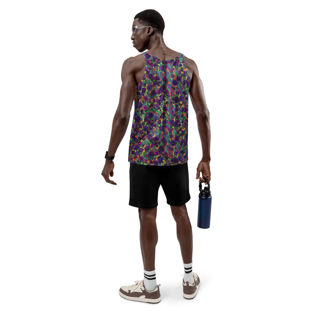 Violet Paisley Garden on Men's Tank Top — Back
