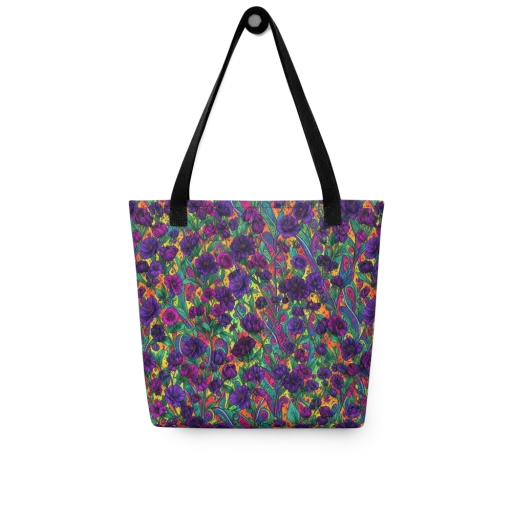 Violet Paisley Garden on a Tote Bag