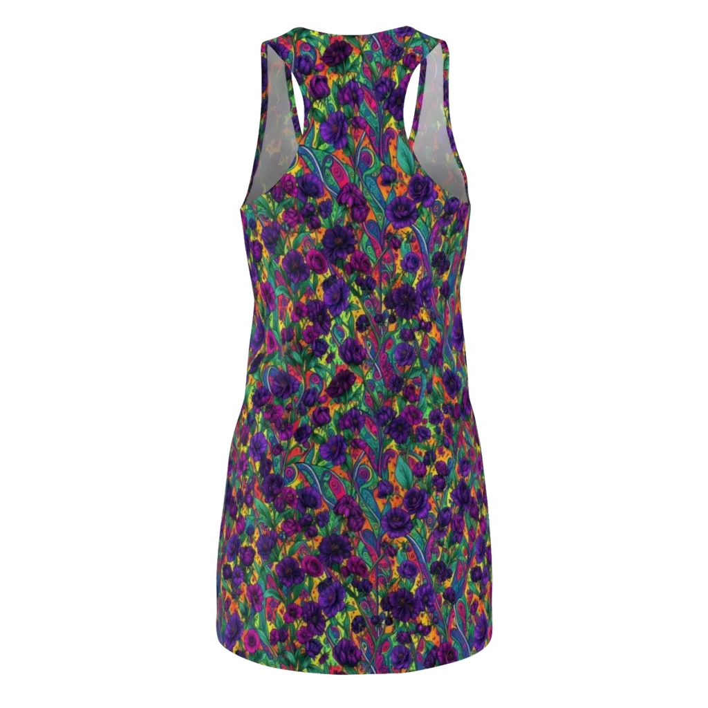Violet Paisley Garden on Racerback Dress — Back