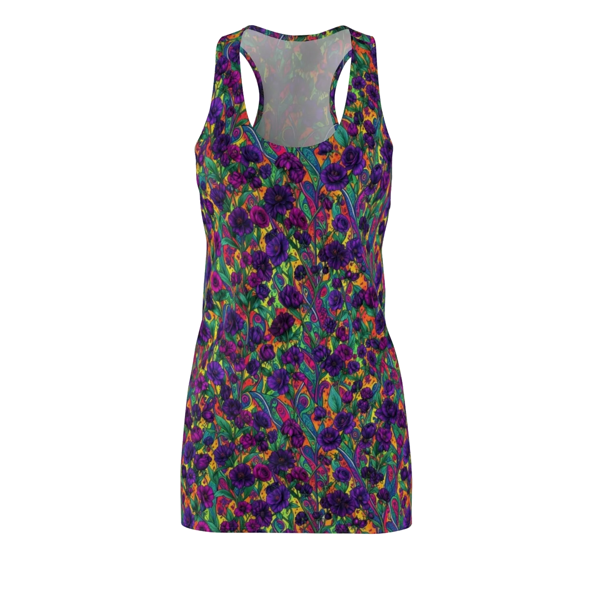 Violet Paisley Garden on Racerback Dress — Front
