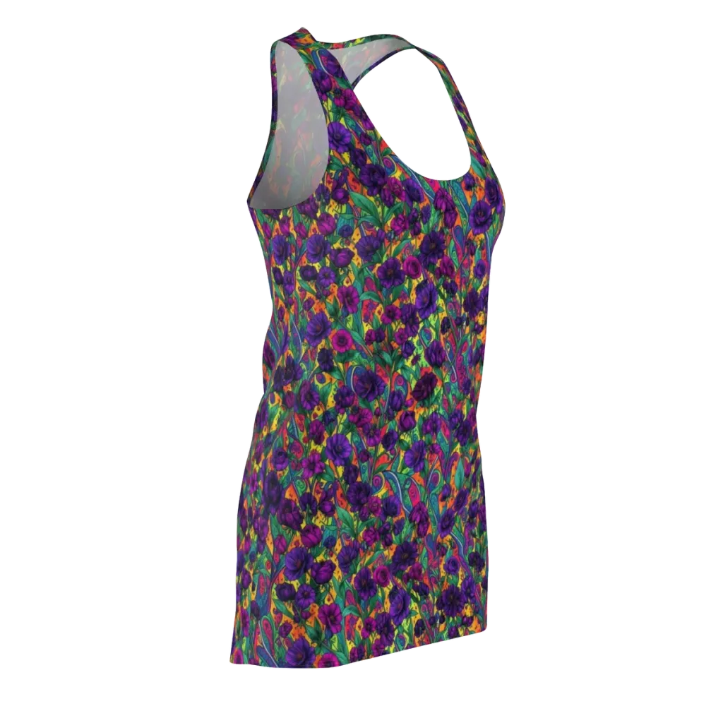 Violet Paisley Garden on Racerback Dress — Front Side