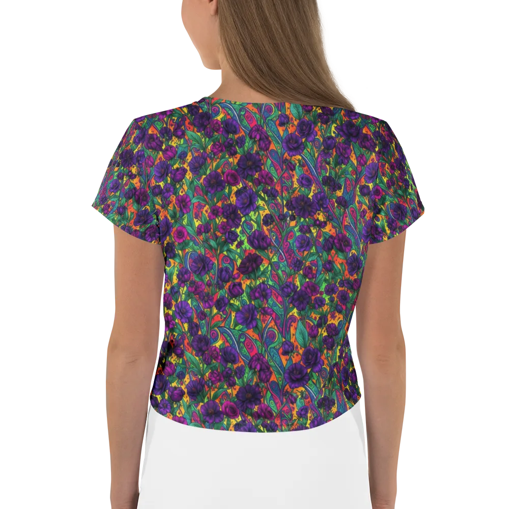 Violet Paisley Garden on Crop Tee — Back