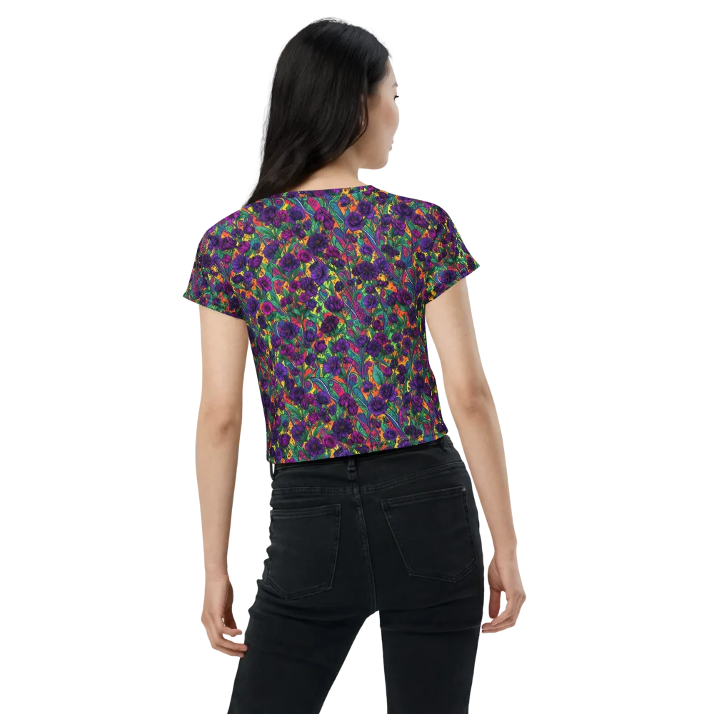 Violet Paisley Garden on Crop Tee — Back