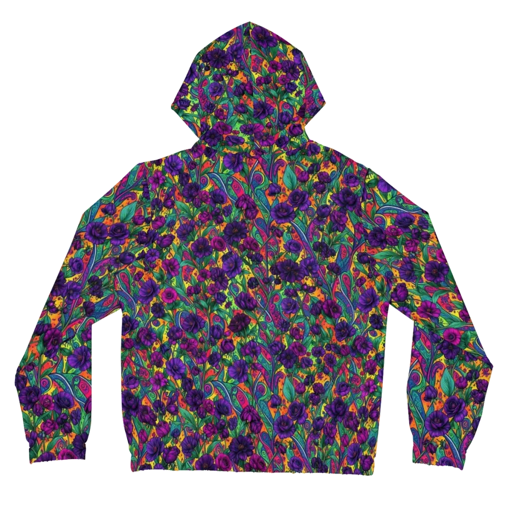 Violet Paisley Garden on Women's Full-Zip Hoodie — Back