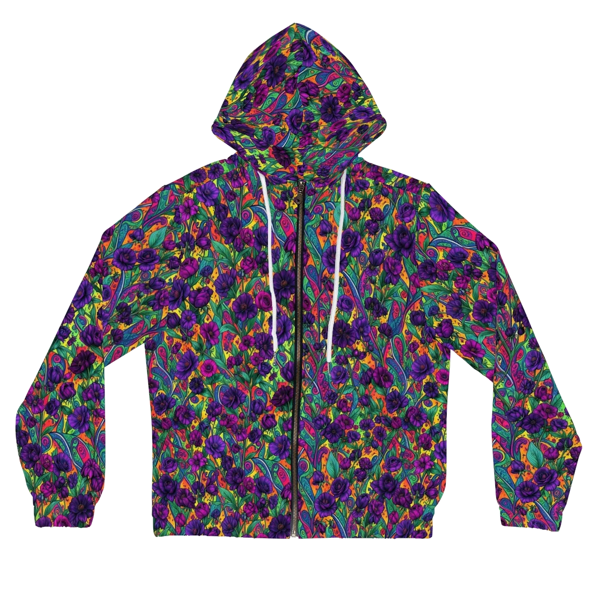 Violet Paisley Garden on Women's Full-Zip Hoodie — Front