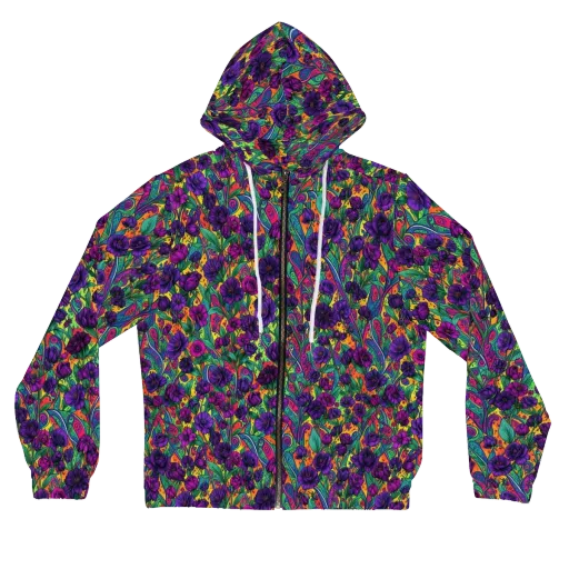 Violet Paisley Garden on a Women's Full-Zip Hoodie