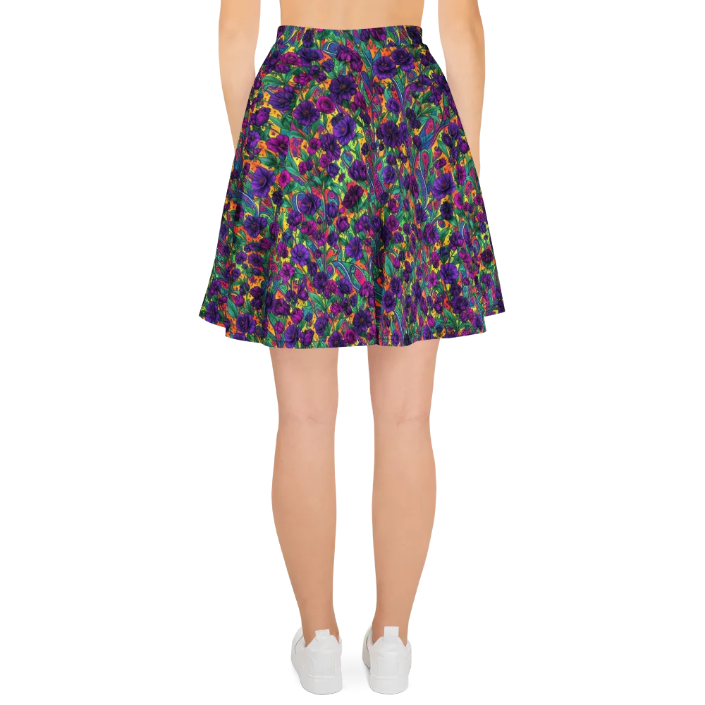 Violet Paisley Garden on Skater Skirt — Back