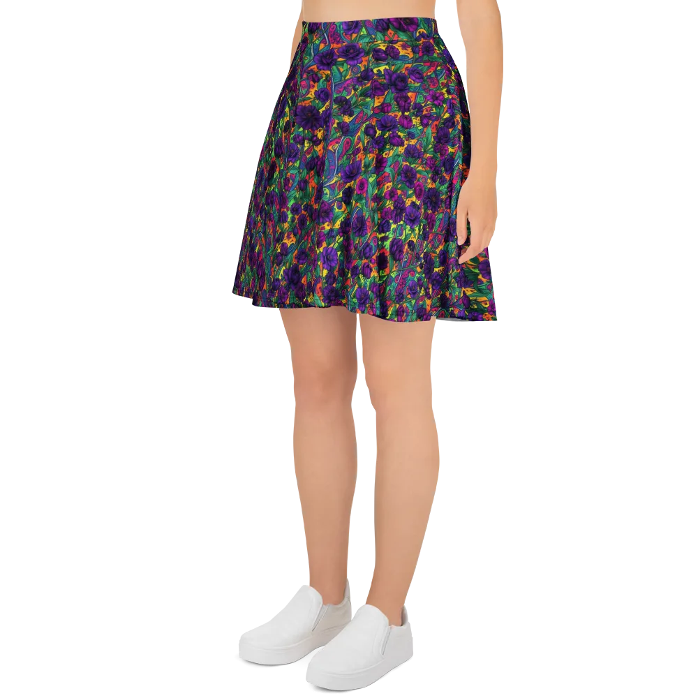 Violet Paisley Garden on Skater Skirt — Left