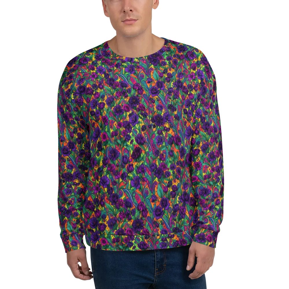 Violet Paisley Garden on Sweatshirt — Front