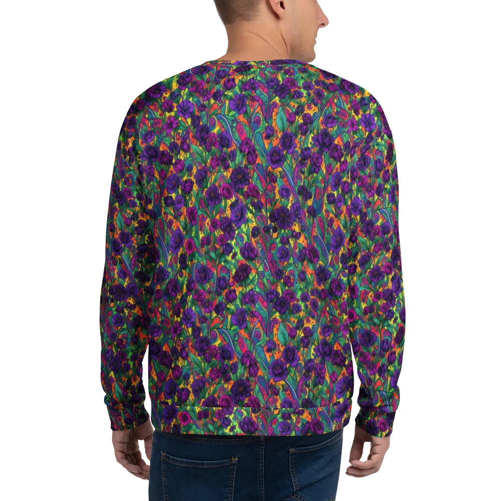 Violet Paisley Garden on Sweatshirt — Back