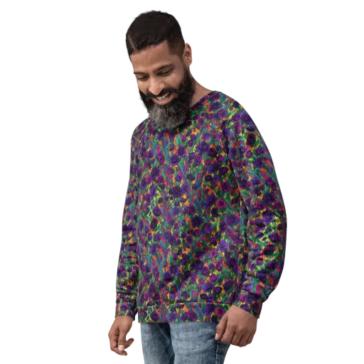 Violet Paisley Garden on a Sweatshirt