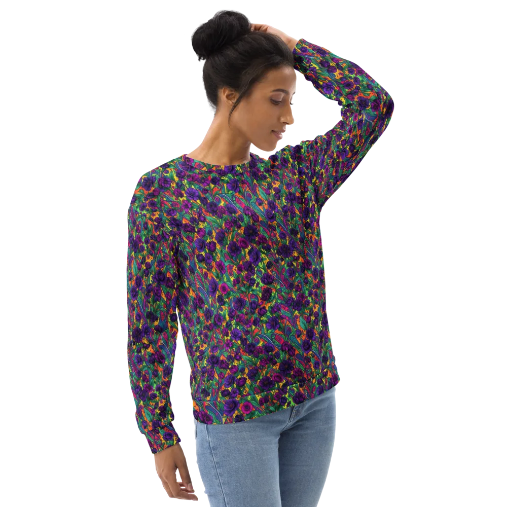 Violet Paisley Garden on Sweatshirt — Right Front