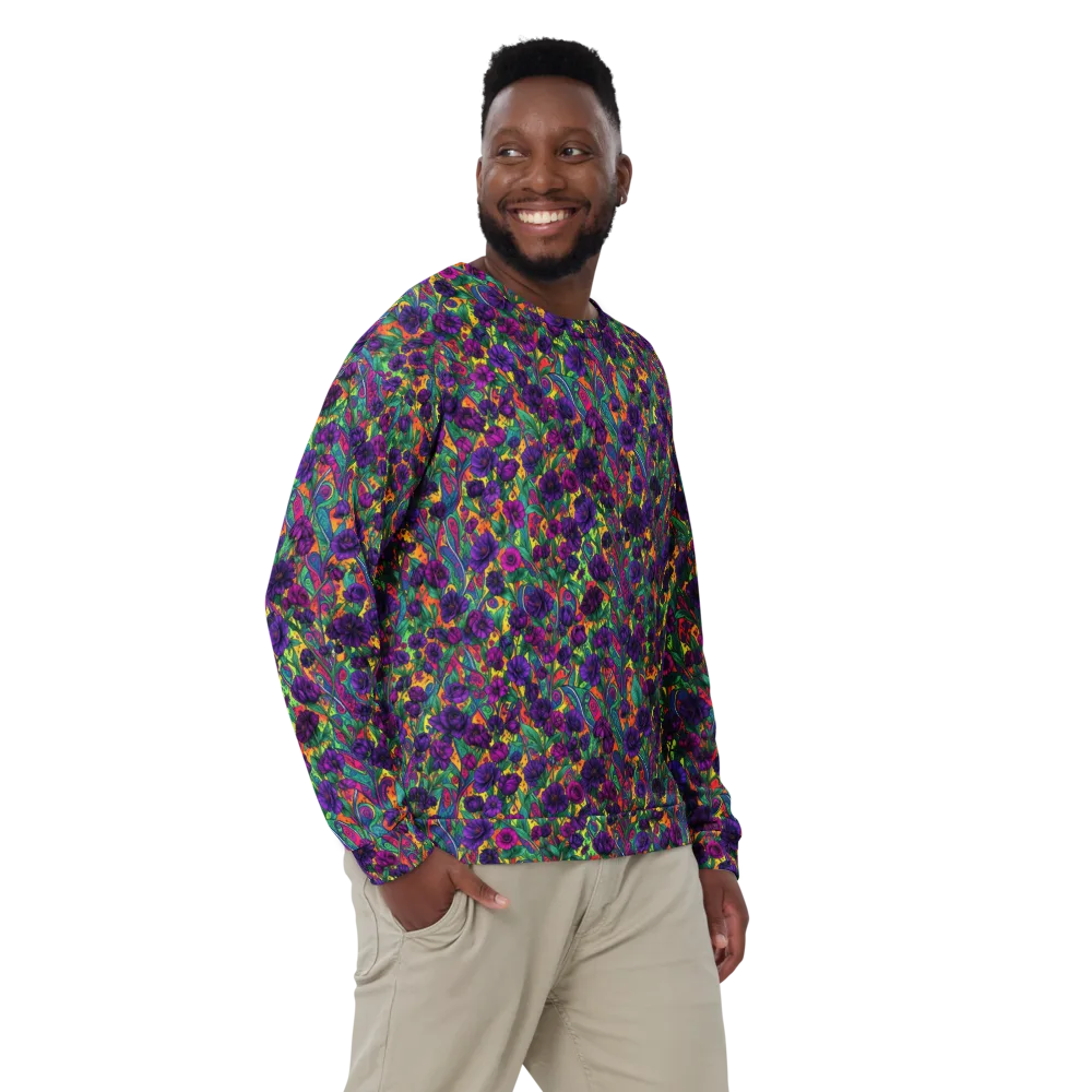 Violet Paisley Garden on Sweatshirt — Front