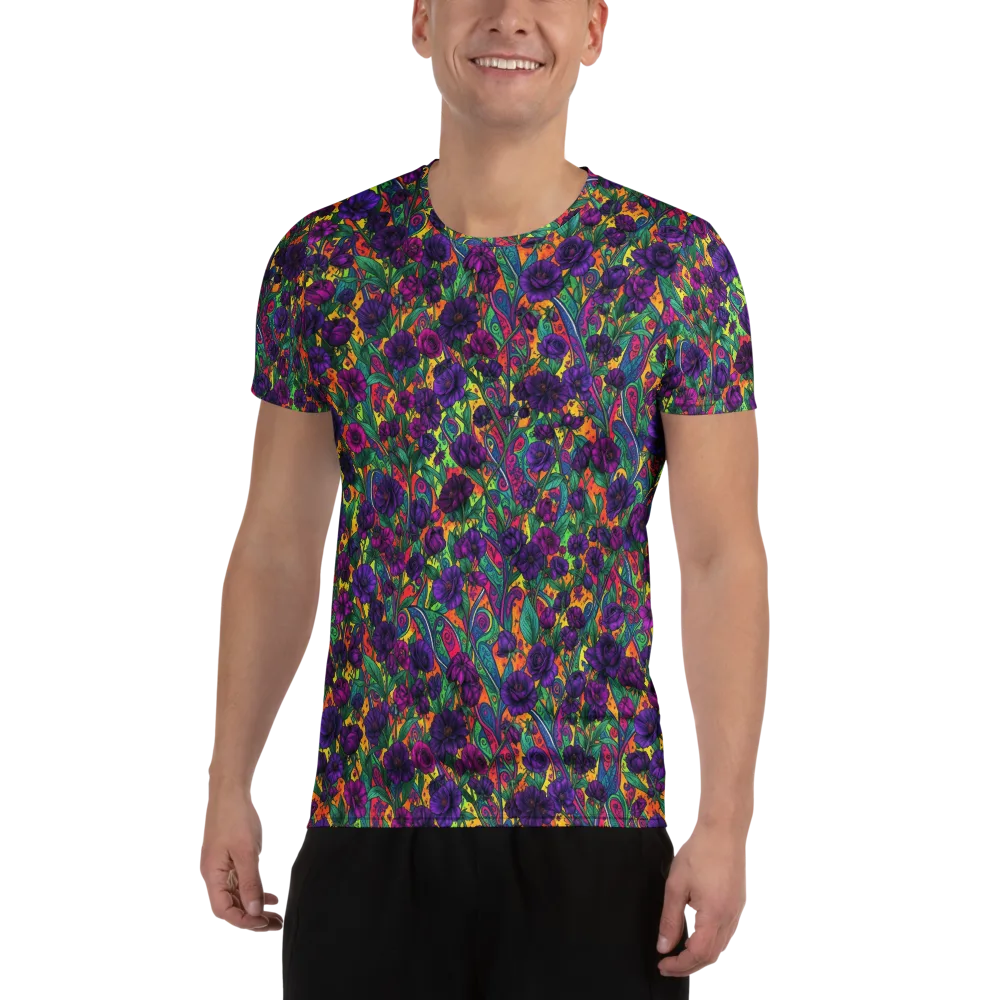 Violet Paisley Garden on Men's Athletic T-Shirt — Front
