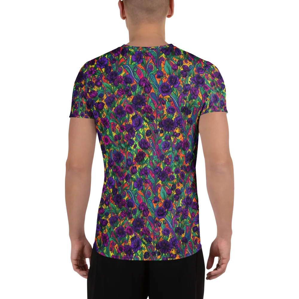 Violet Paisley Garden on Men's Athletic T-Shirt — Back