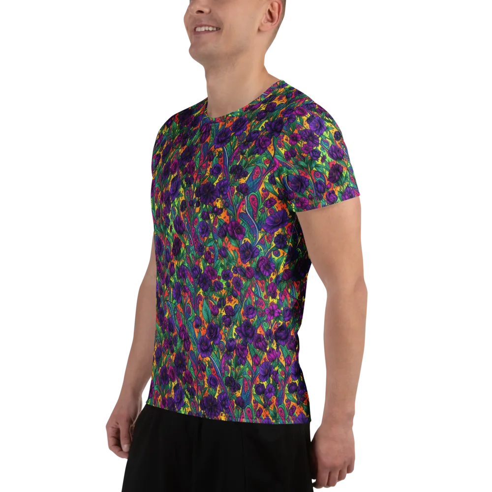 Violet Paisley Garden on Men's Athletic T-Shirt — Left