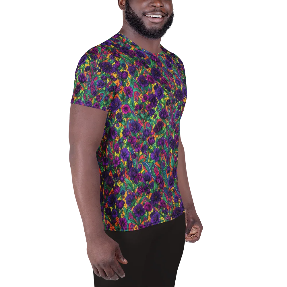 Violet Paisley Garden on Men's Athletic T-Shirt — Right