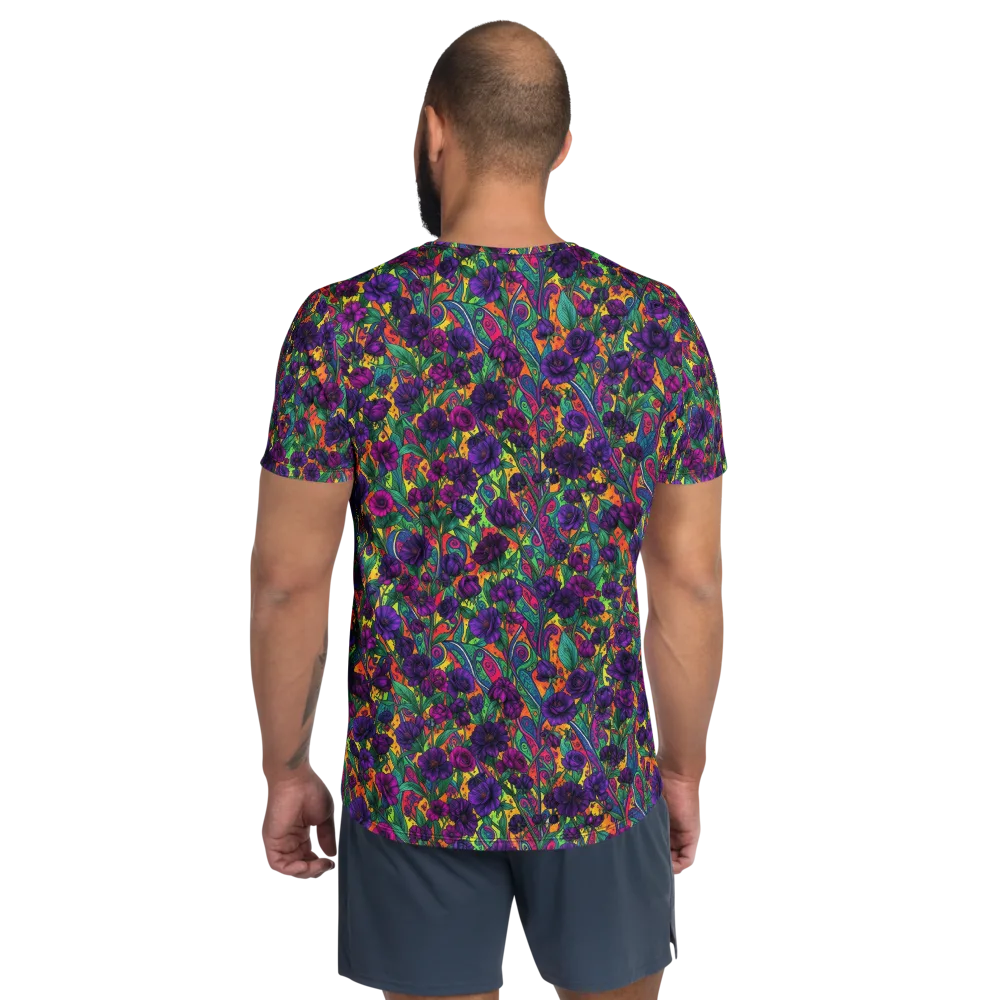 Violet Paisley Garden on Men's Athletic T-Shirt — Back