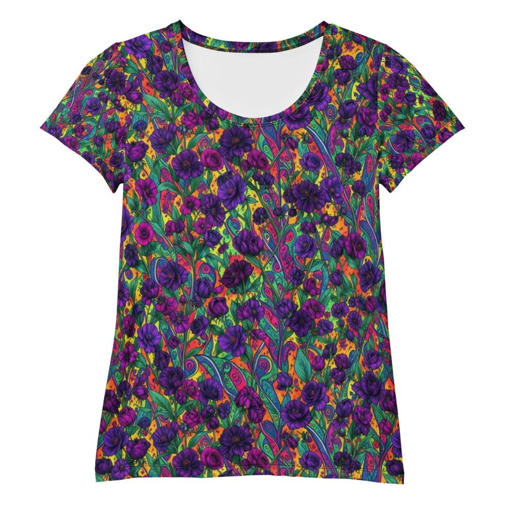 Violet Paisley Garden on Women's Athletic T-Shirt — Front