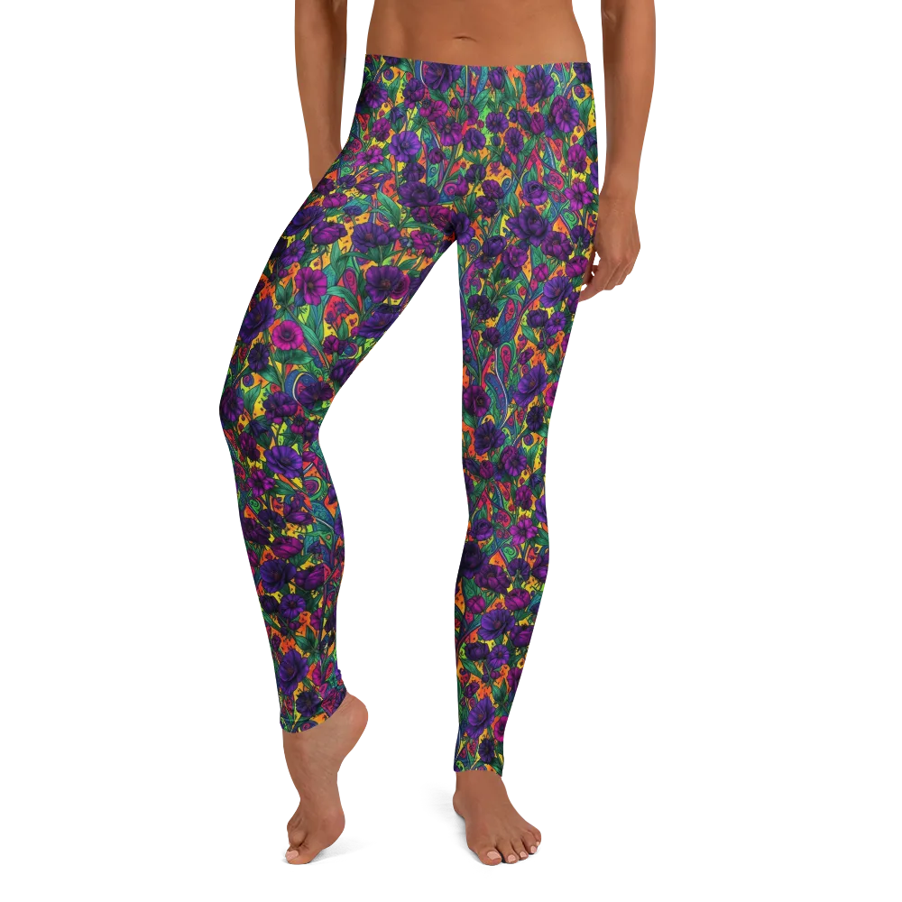 Violet Paisley Garden on Leggings — Front
