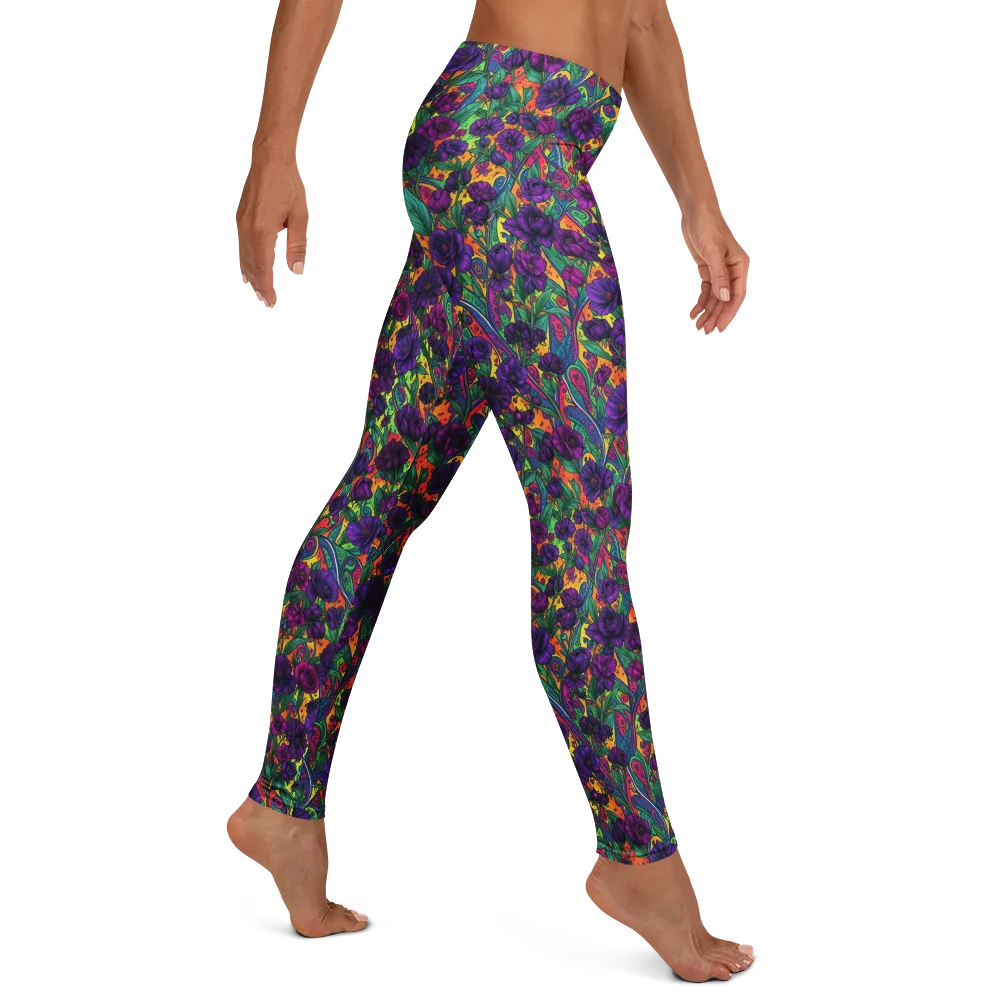 Violet Paisley Garden on Leggings — Right