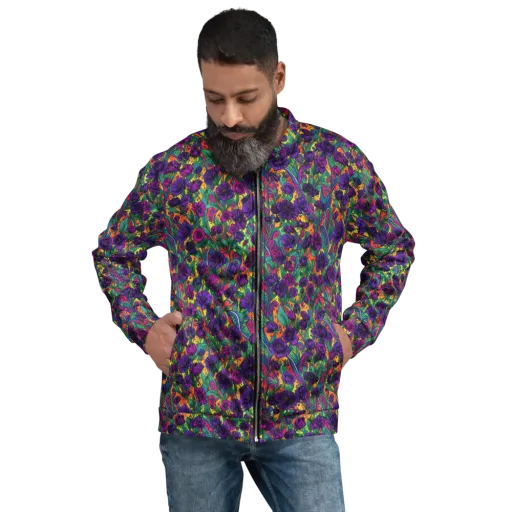 Violet Paisley Garden on a Bomber Jacket