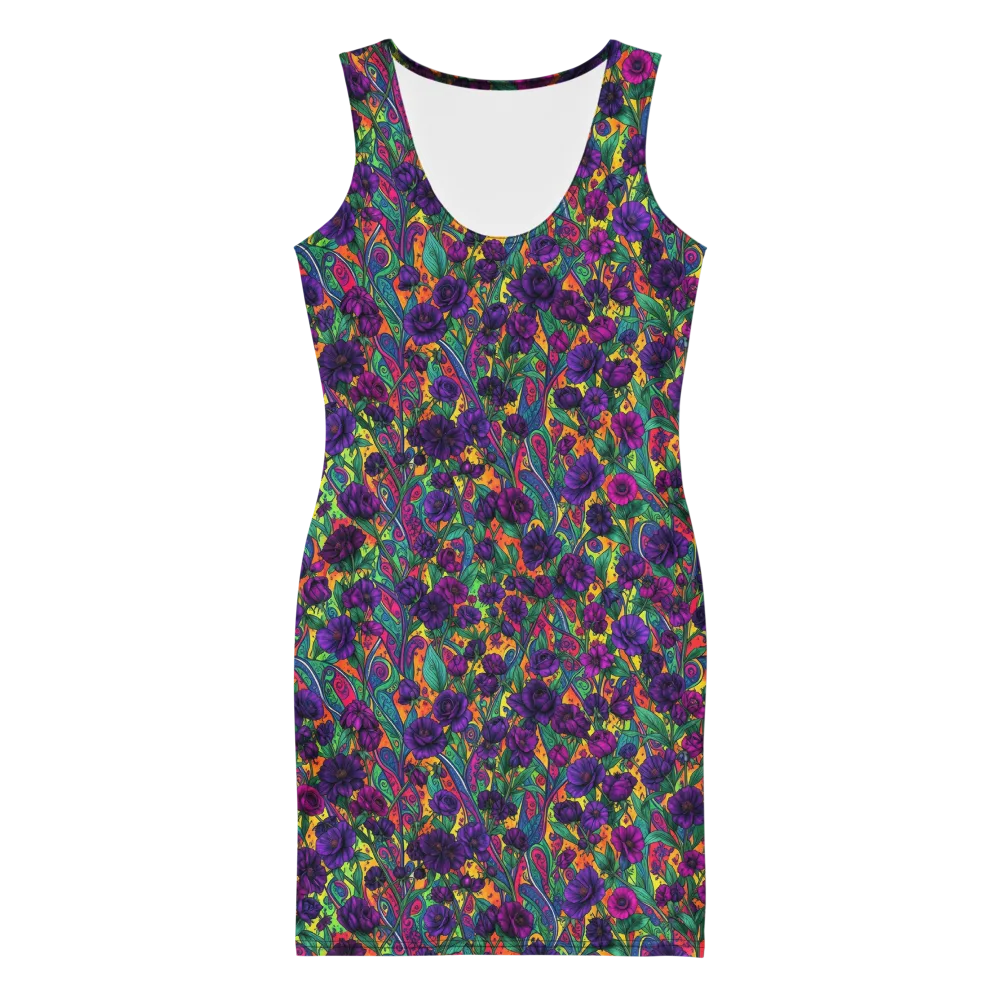 Violet Paisley Garden on Bodycon Dress — Front