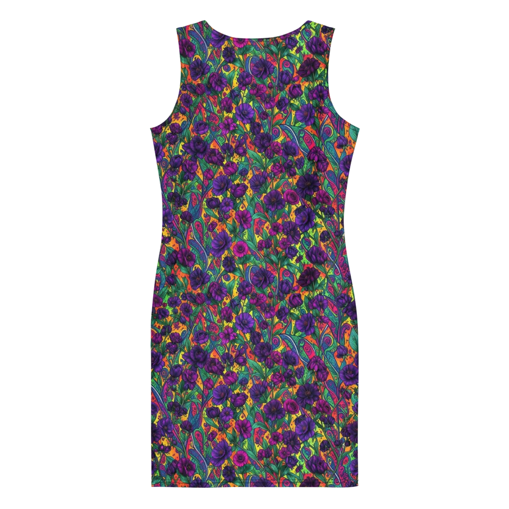 Violet Paisley Garden on Bodycon Dress — Back