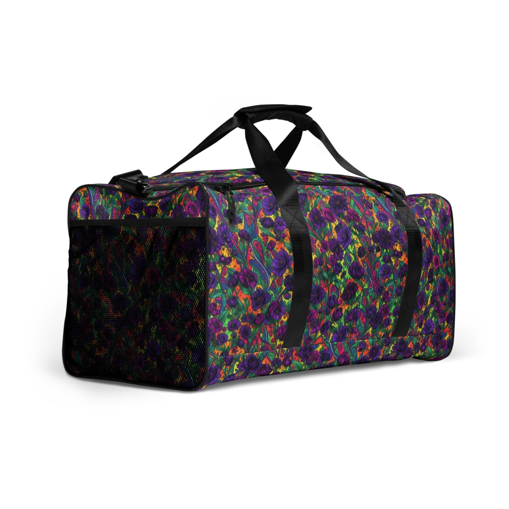 Violet Paisley Garden on Duffle Bag — Right Front