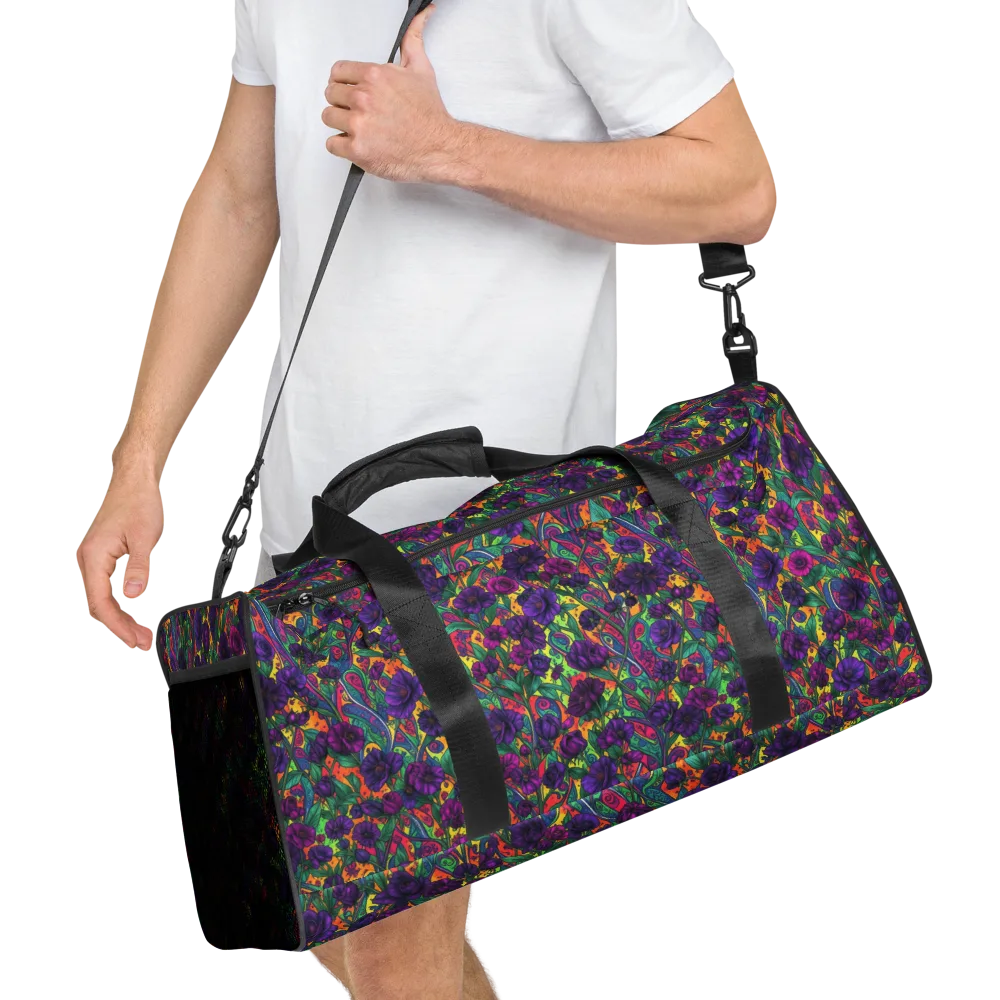 Violet Paisley Garden on Duffle Bag — Right Front
