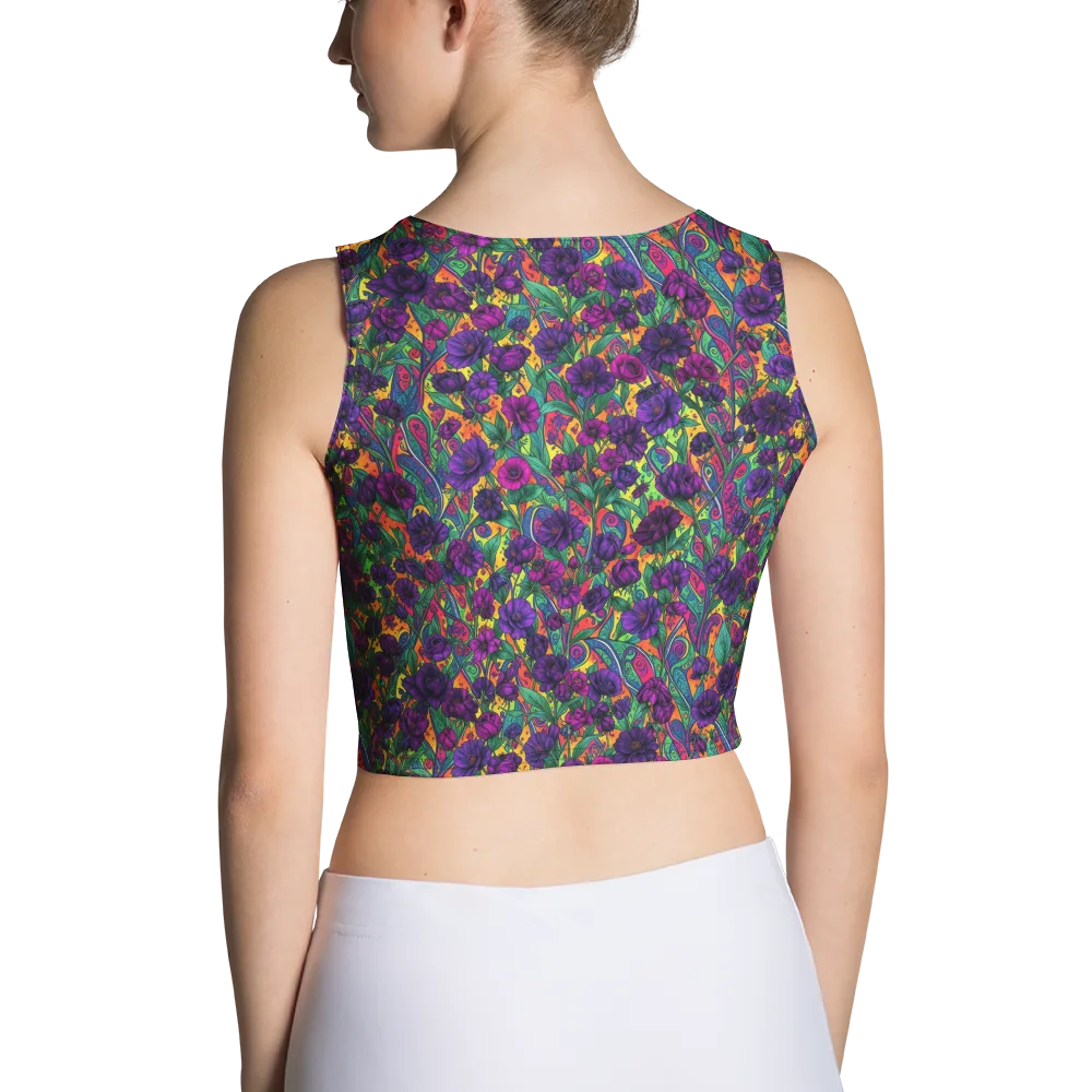 Violet Paisley Garden on Crop Top — Back