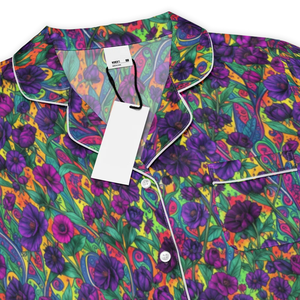 Violet Paisley Garden on Women's Short Sleeve Pajama Top — Product details