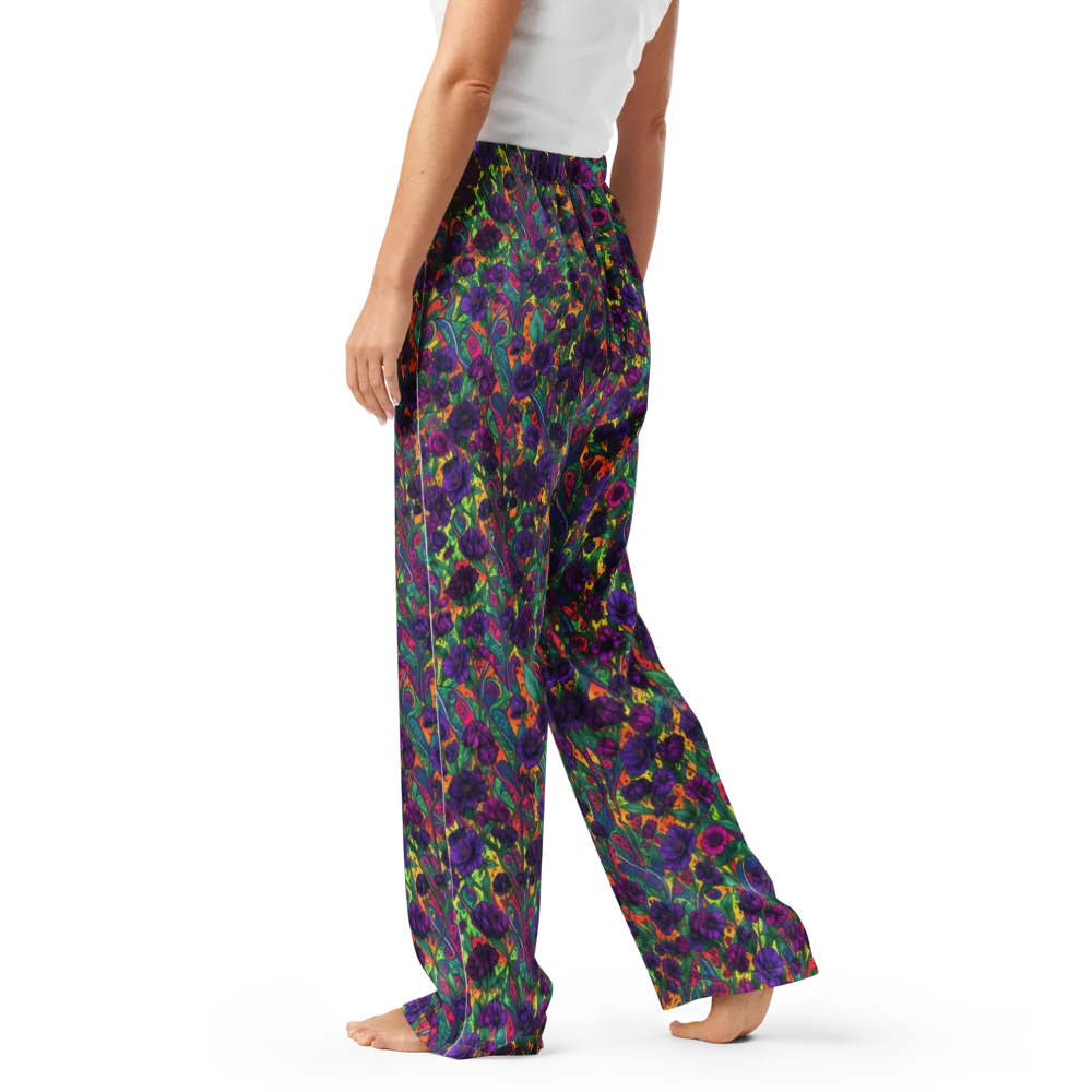 Violet Paisley Garden on Women's Pajama Pants — Left