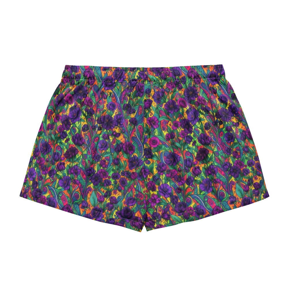 Violet Paisley Garden on Women's Pajama Shorts — Back
