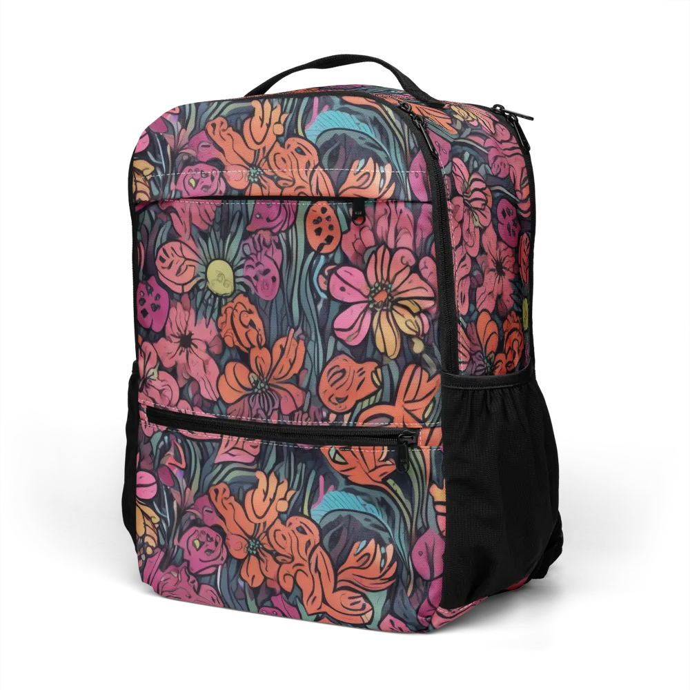 Coral Bloom on Utility Backpack — Left Front