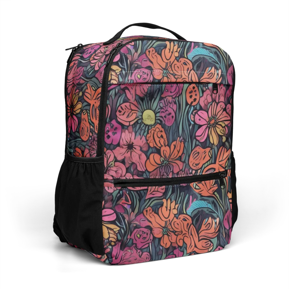 Coral Bloom on Utility Backpack — Right Front
