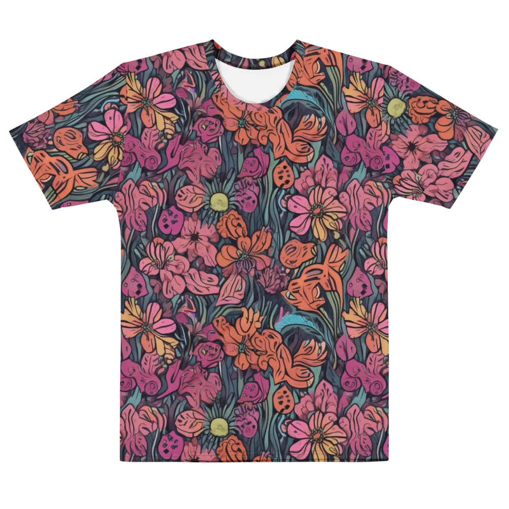 Coral Bloom on Men's Cotton Crew Neck T-Shirt — Front