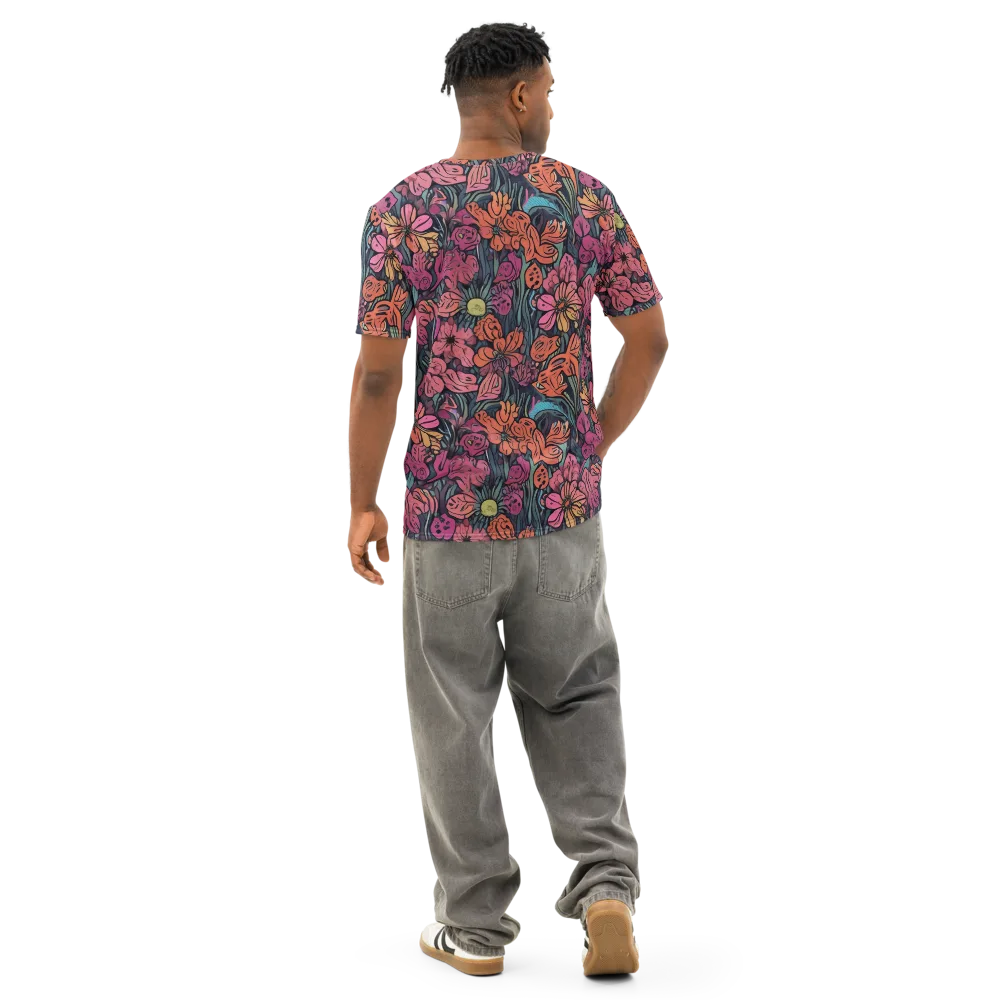 Coral Bloom on Men's Cotton Crew Neck T-Shirt — Back
