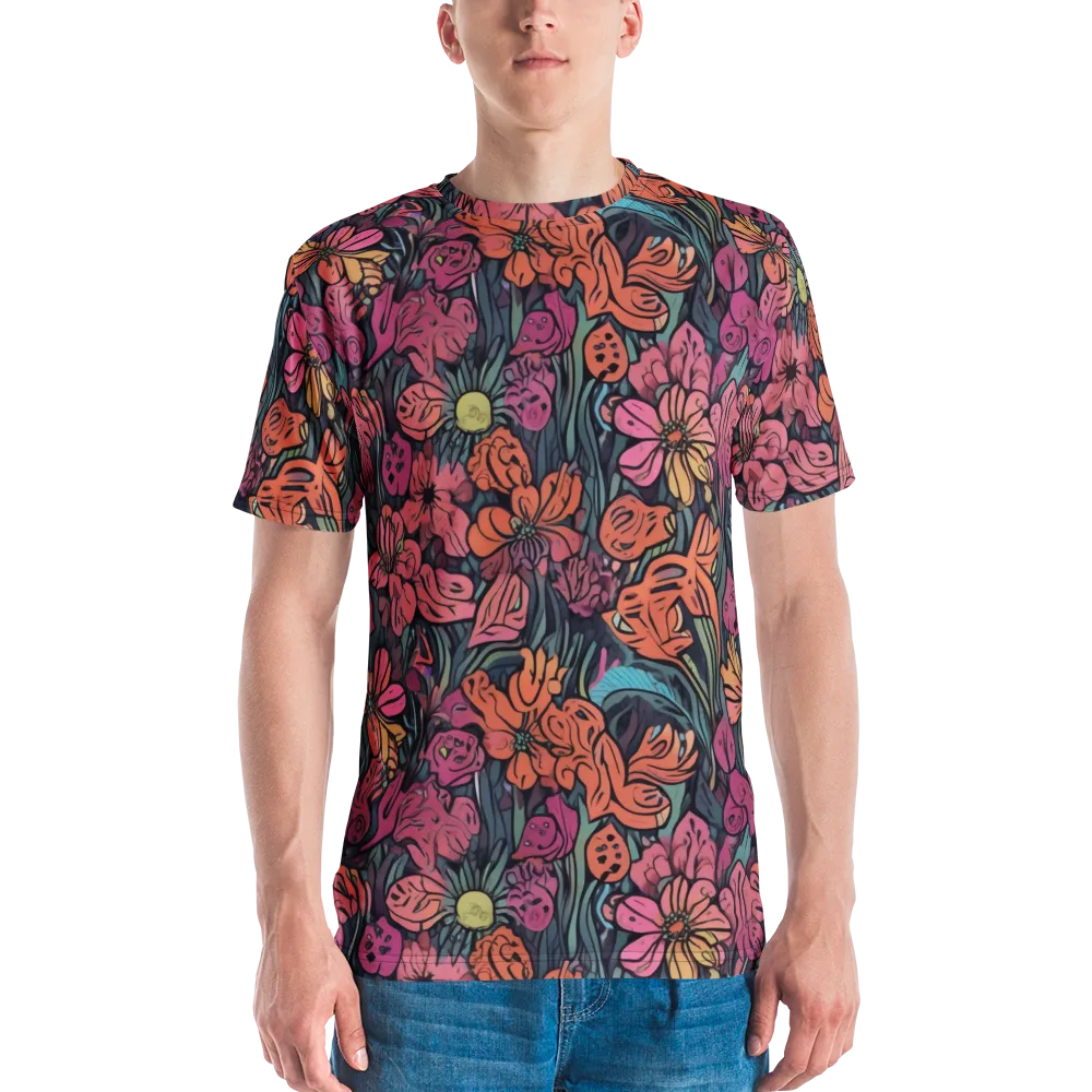 Coral Bloom on Men's Crew Neck T-Shirt — Front