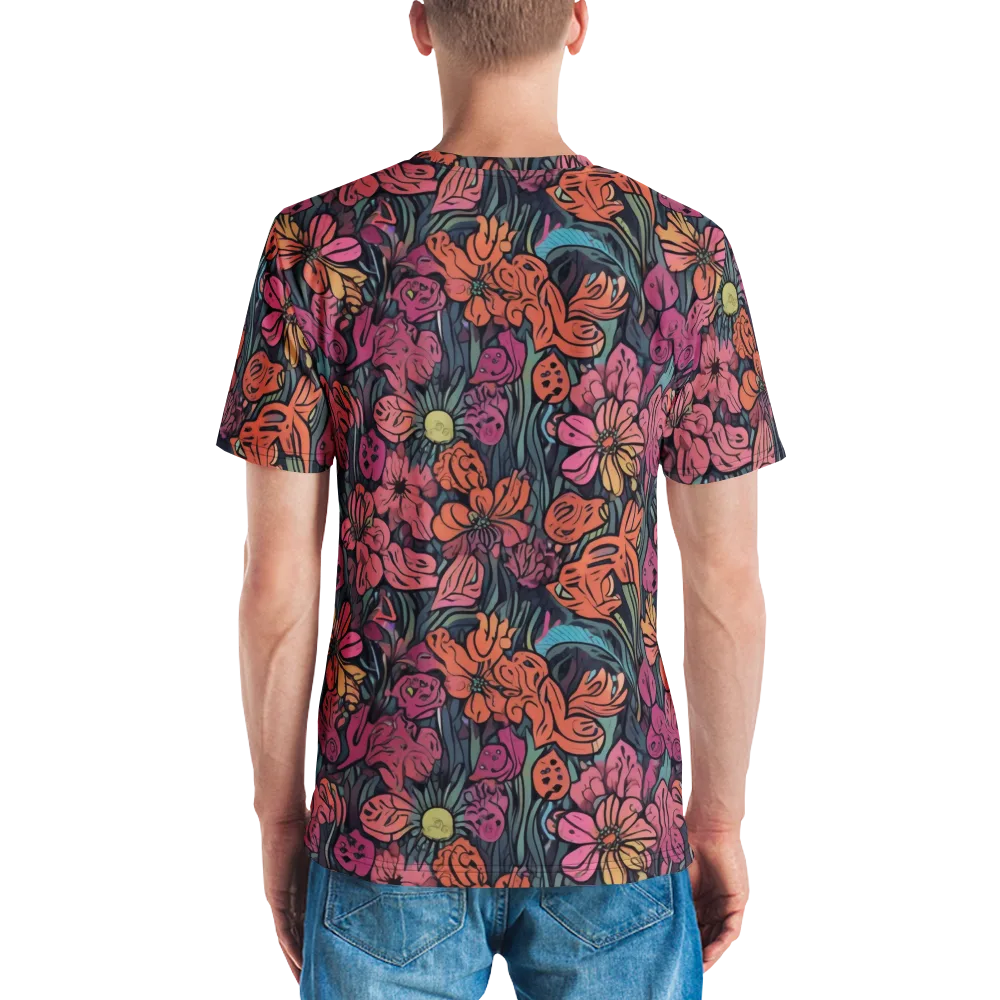 Coral Bloom on Men's Crew Neck T-Shirt — Back