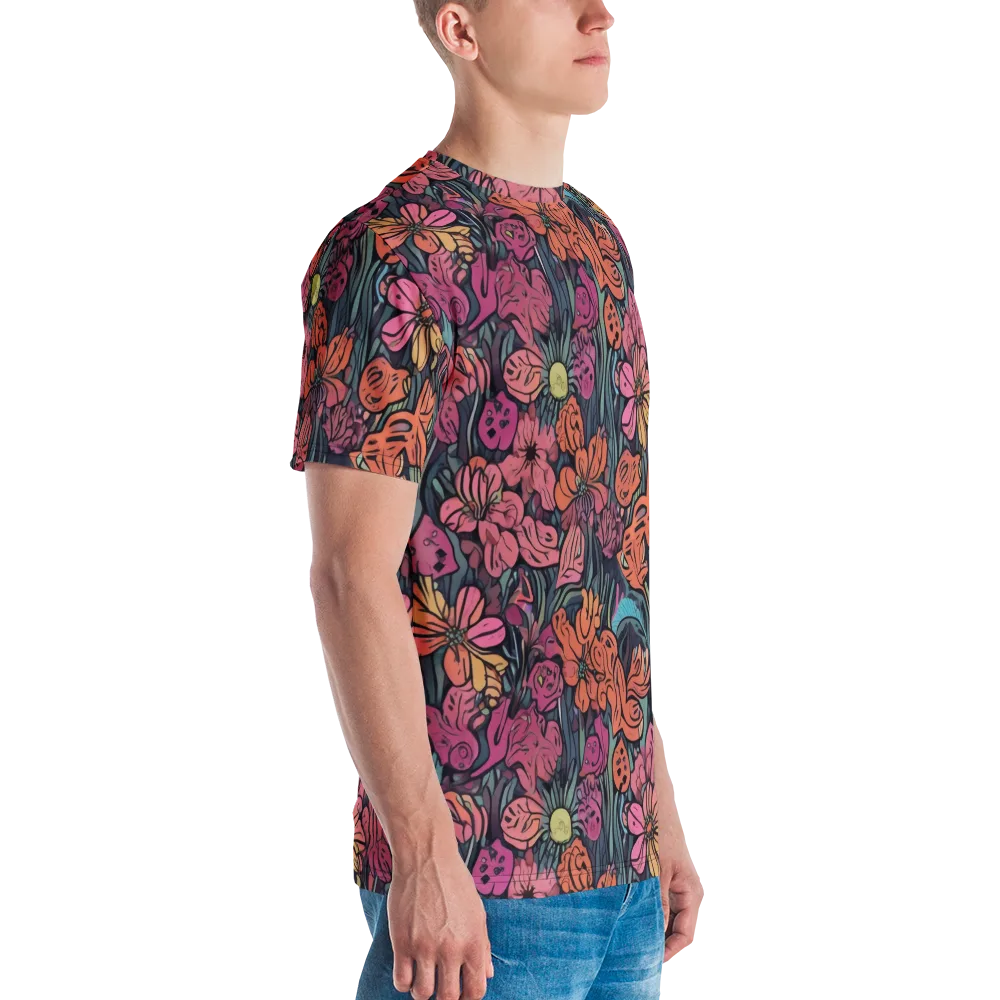 Coral Bloom on Men's Crew Neck T-Shirt — Right