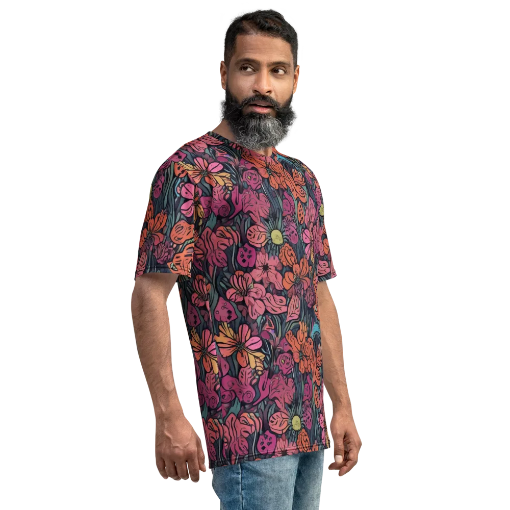 Coral Bloom on Men's Crew Neck T-Shirt — Right