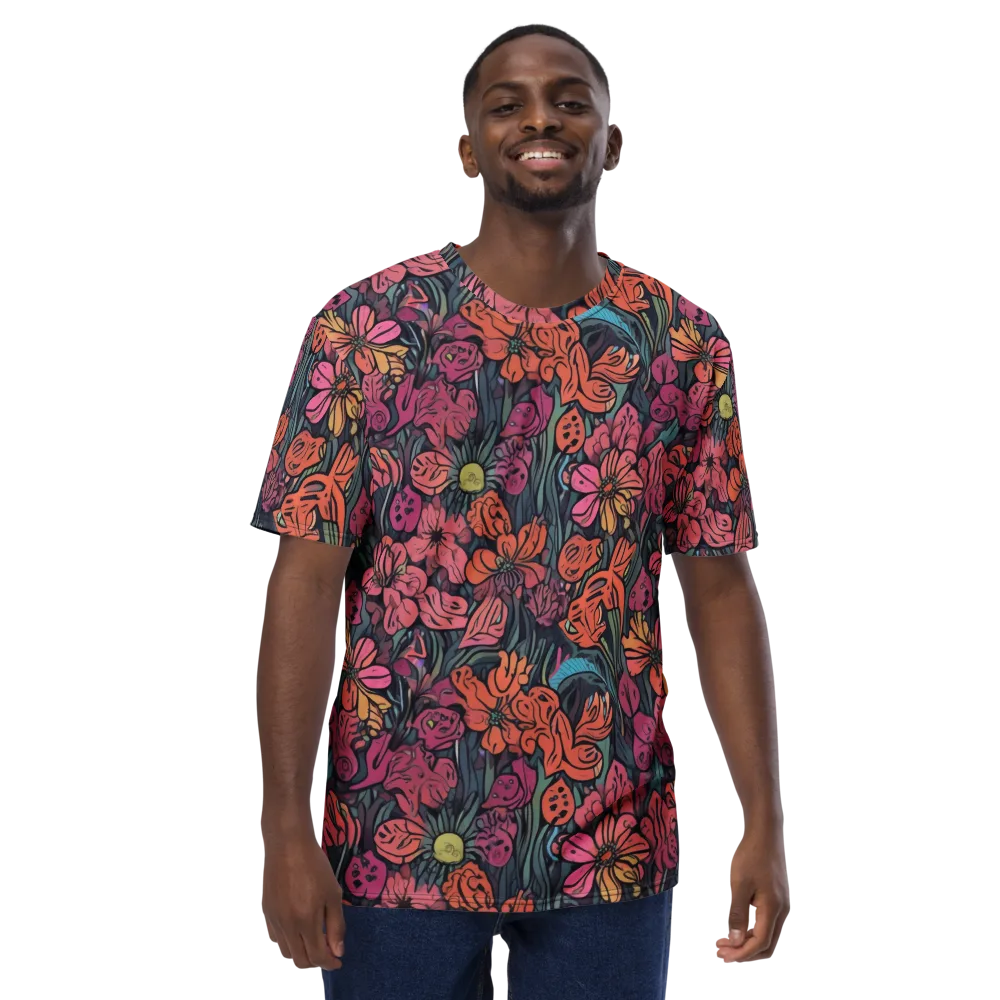 Coral Bloom on Men's Crew Neck T-Shirt — Front