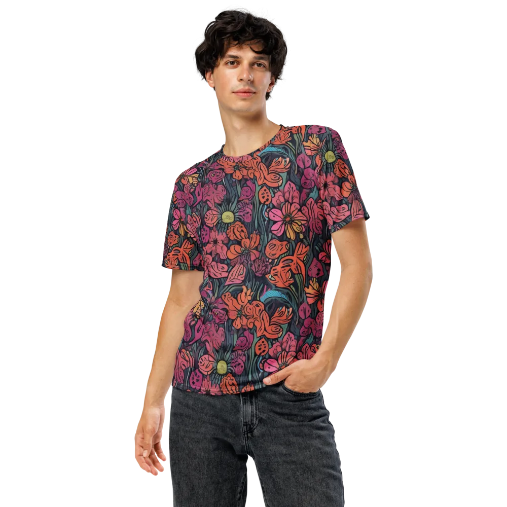 Coral Bloom on Men's Crew Neck T-Shirt — Front